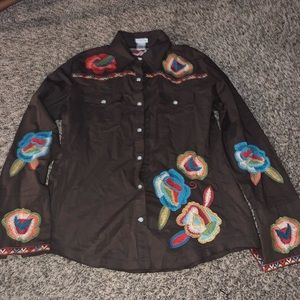 TASHA POLIZZI EMBROIDERED TOP size L